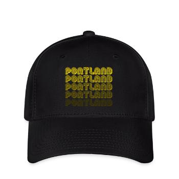 Portland Retro Gradient Typo - Flexfit Cap - black - Front