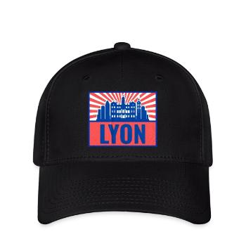 Lyon Skyline BlueRed Rétro - Casquette Flexfit - noir - Devant