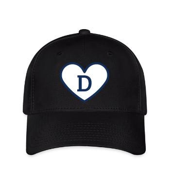 Trendiger blauer Sportherz Buchstabe - Geschenkidee - Flexfit Cap - Schwarz - Vorne
