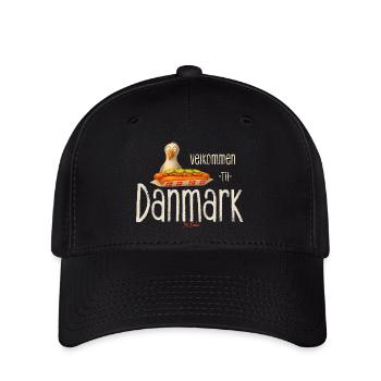 Velkommen til Danmark Möwe Hotdog Design - Flexfit Cap - Schwarz - Vorne