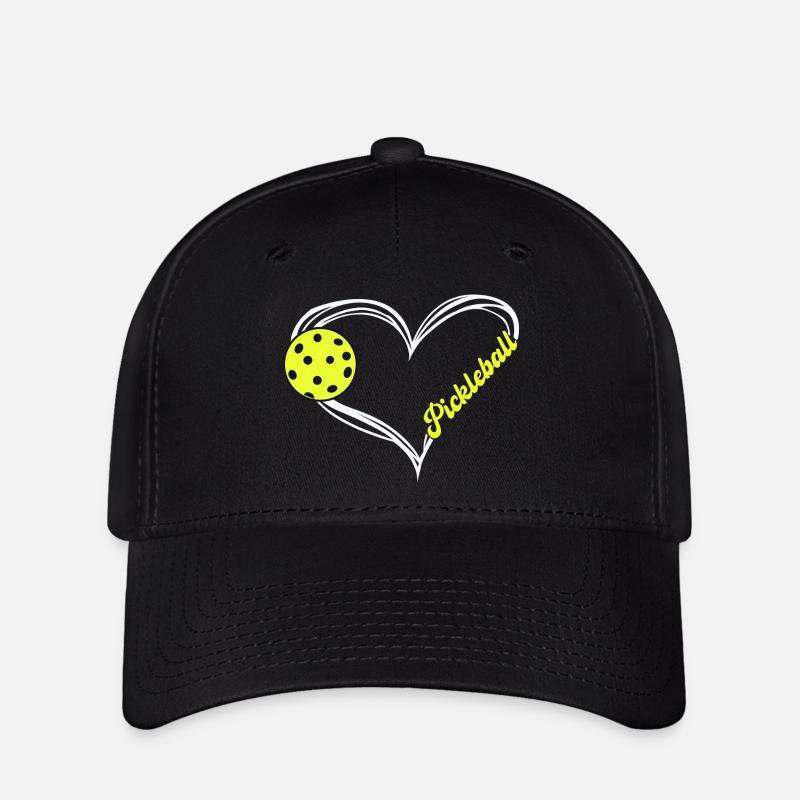 Pickleball Heart Emblem - Flexfit Cap - black