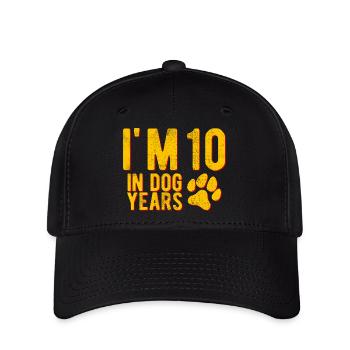 I'M 10 In Dog Years Circa 70 Years Funny Birthday - Flexfit Cap - black - Front