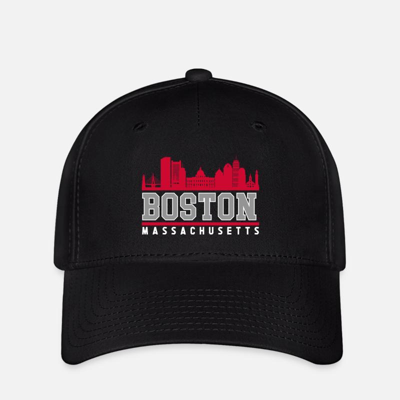Boston Massachusetts Skyline - Flexfit Cap - black