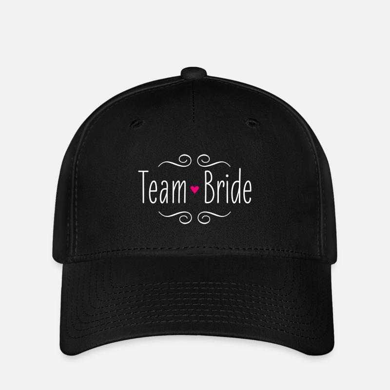 Team Bride Braut rosa Herz Hochzeit Heirat Party - Flexfit Cap - Schwarz