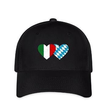 Italien Bayern Flagge Herz used - Flexfit Cap - Schwarz - Vorne