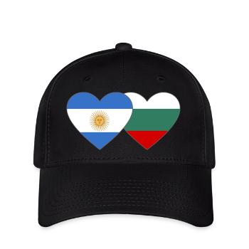 Argentinien Bulgarien Flagge Herz - Flexfit Cap - Schwarz - Vorne