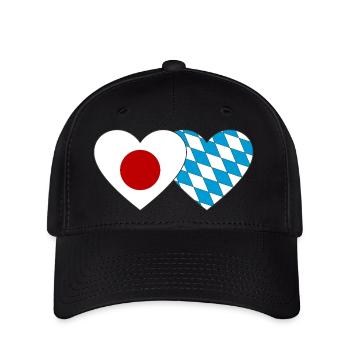 Japon Bavaroise Drapeau Coeur - Casquette Flexfit - noir - Devant
