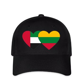Vereinigte Arabische Emirate Litauen Flagge Herz - Flexfit Cap - Schwarz - Vorne