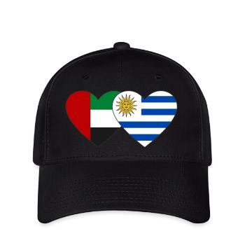 United Arab Emirates Uruguay Flag Heart - Flexfit Cap - black - Front