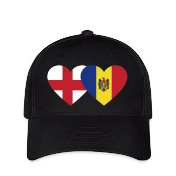 Angleterre Moldavie Drapeau Coeur - Casquette Flexfit - noir - Devant