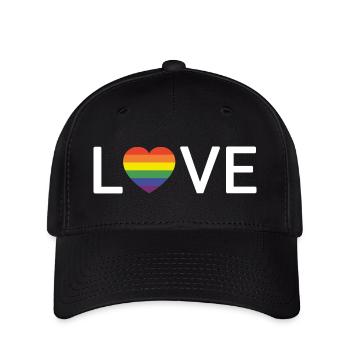 LOVE | Rainbow LGBTQIA Pride | white font - Flexfit Cap - black - Front