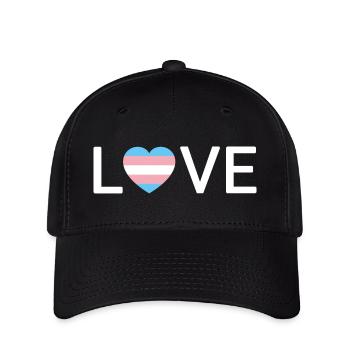 LOVE | Trans Transgender Pride | white font - Flexfit Cap - black - Front