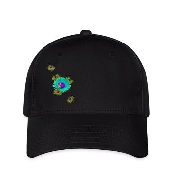 Blumenwiese mit Biene - Flexfit Cap - Schwarz - Vorne
