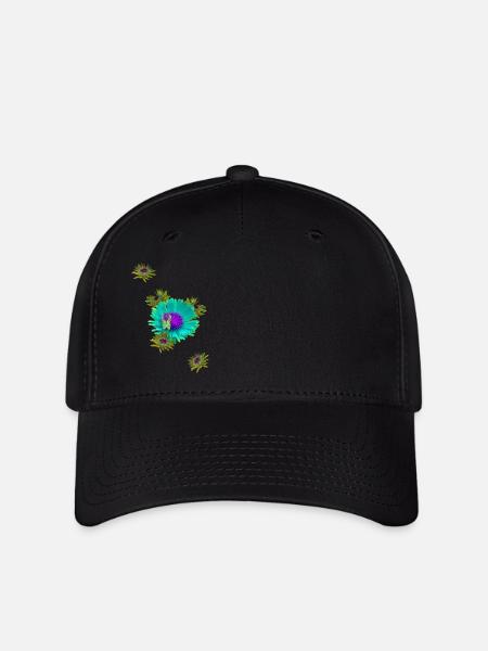 Blumenwiese mit Biene - Flexfit Cap - Schwarz