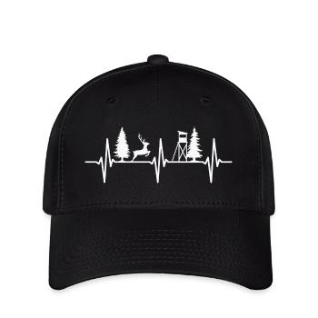 Jagd Herzschlag Jäger Förster Jagdschein Rotwild - Flexfit Cap - Schwarz - Vorne
