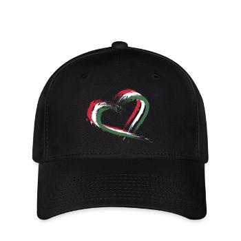 Herz Bürste Flagge Ungarns - Flexfit Cap - Schwarz - Vorne