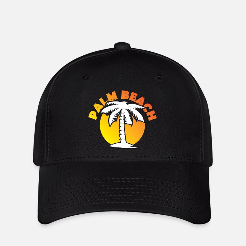 palm beach Strand Palme Sonne Sonnenuntergang icon - Flexfit Cap - Schwarz