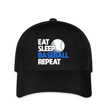 Eat Sleep Baseball Repeat Retro Sports Boys Girls - Flexfit Cap - black - Front