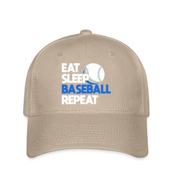 Eat Sleep Baseball Repeat Retro Sports Boys Girls - Flexfit Cap - khaki - Front