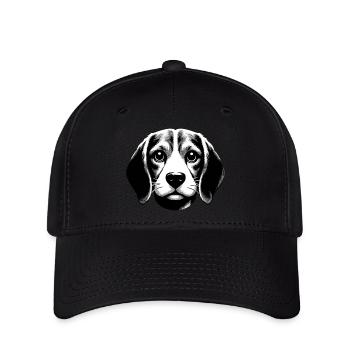 Le Beagle | Sourire mignon visage de chien - Casquette Flexfit - noir - Devant