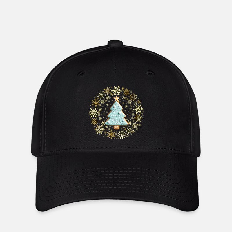 Lebkuchenplätzchen, Weihnachtsbaum Gingerbread - Flexfit Cap - Schwarz