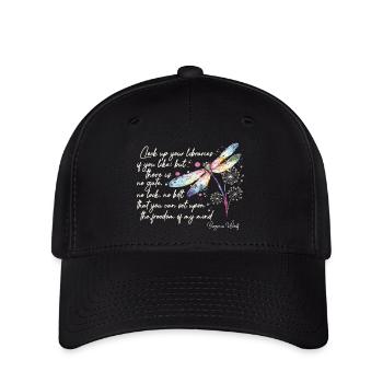 Citation de Virginia Woolf sur le design de la liberté en ivoire - Casquette Flexfit - noir - Devant