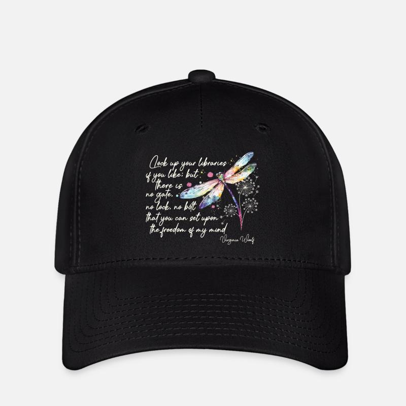 Citation de Virginia Woolf sur le design de la liberté en ivoire - Casquette Flexfit - noir