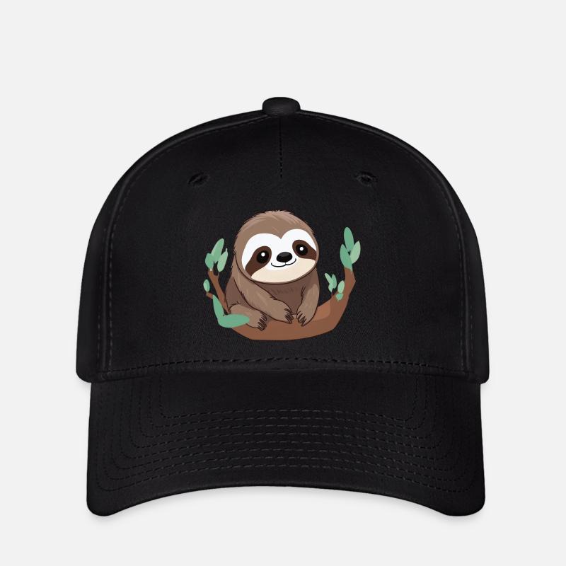 Cute Sloth Gift - Flexfit Cap - black