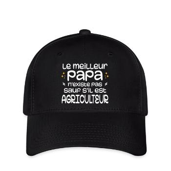 Le Meilleur Papa N'existe Pas Sauf Si Agriculteur - Casquette Flexfit - noir - Devant