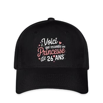 26 Jahre alte Prinzessin - Flexfit Cap - Schwarz - Vorne