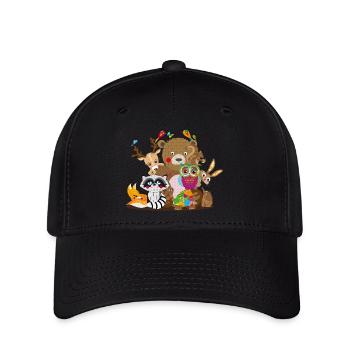 Des amoureux des animaux hauts en couleur unis – De joyeux compagnons de la forêt - Casquette Flexfit - noir - Devant