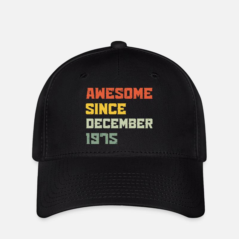 1975 Dezember Retro Vintage Geburtstagsgeschenk - Flexfit Cap - Schwarz