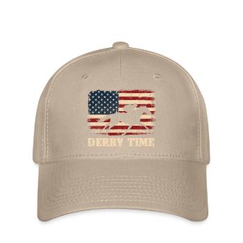 Vollblut-Pferderenn-Derby-Rennbahn-Fan - Flexfit Cap - Khaki - Vorne