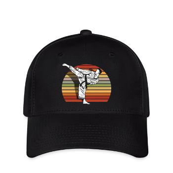 Retro Karate Fighter Martial Arts Kick Vintage - Casquette Flexfit - noir - Devant