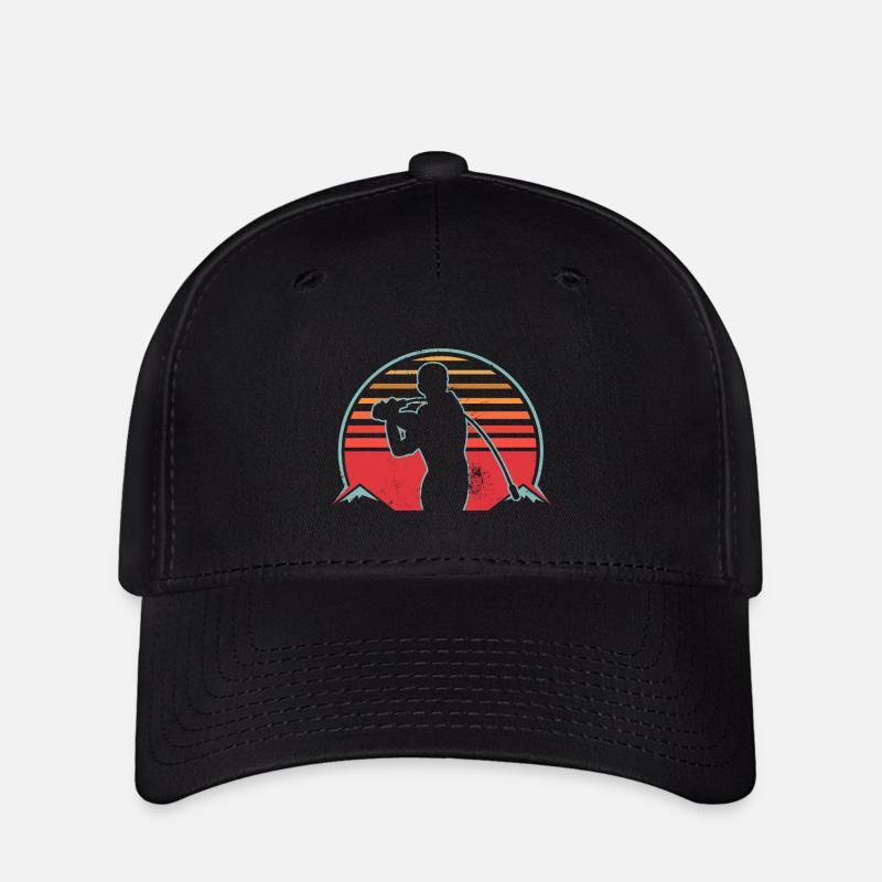 Hornussen Retro Sonne - Flexfit Cap - Schwarz