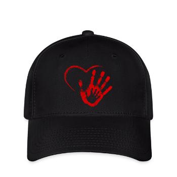 MAIN DANS LA MAIN ROUGE - Casquette Flexfit - noir - Devant