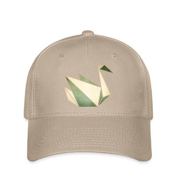 Origami: stolzer Schwan (Pergament-Optik) - Flexfit Cap - Khaki - Vorne