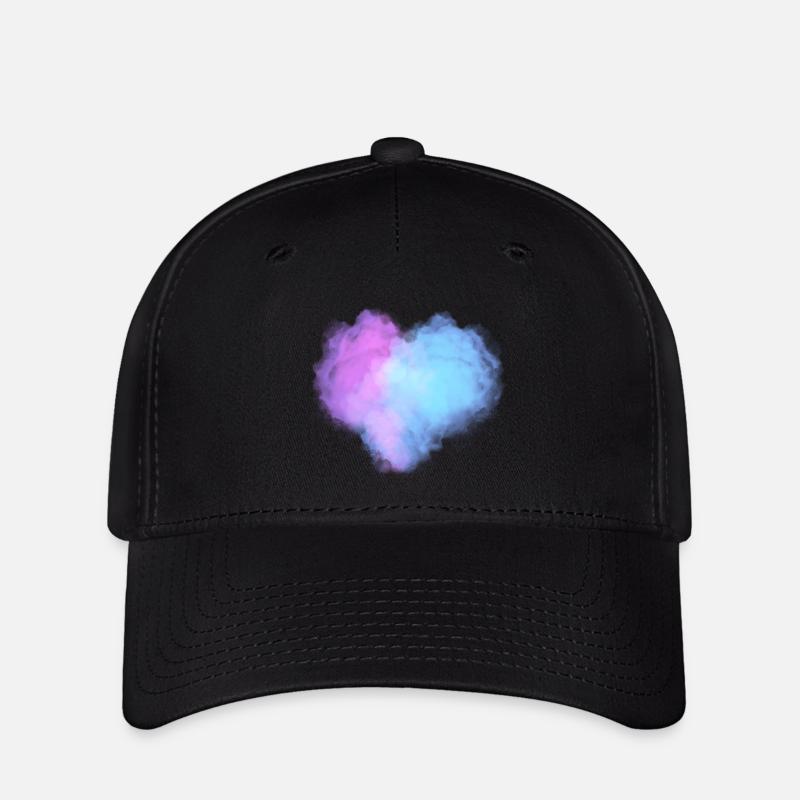 Nuages en forme de cœur - Casquette Flexfit - noir