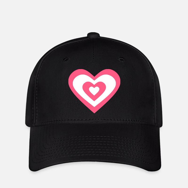 Rosa Herz, Valentinstag Geschenk - Flexfit Cap - Schwarz