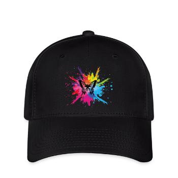 Mehrfarbiger Schmetterling - Flexfit Cap - Schwarz - Vorne
