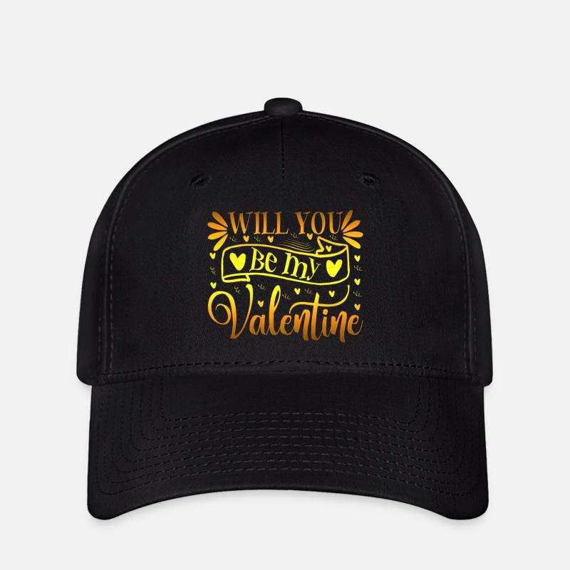 Aimez-moi la Saint-Valentin Joyeux Valentin Saint-Valentin - Casquette Flexfit - noir