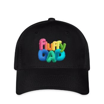 Fluffy Dad – Farbenfrohe, flauschige Typografie - Flexfit Cap - Schwarz - Vorne