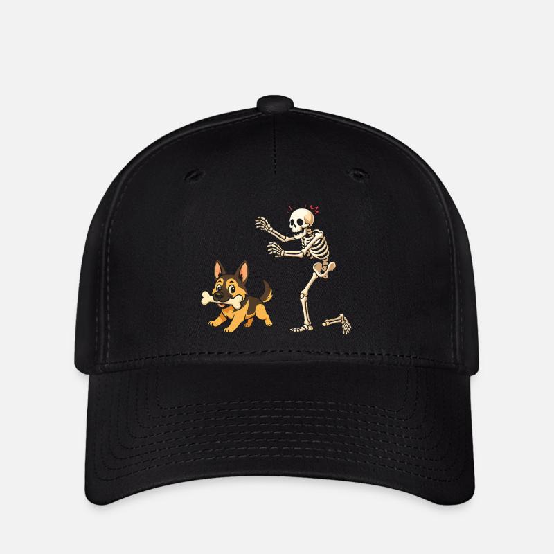 German Shepherd Dog Skeleton - Flexfit Cap - black