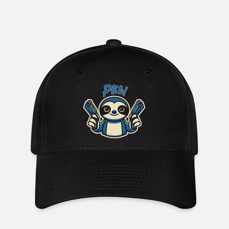 Cute Sloth Pew - Flexfit Cap - black