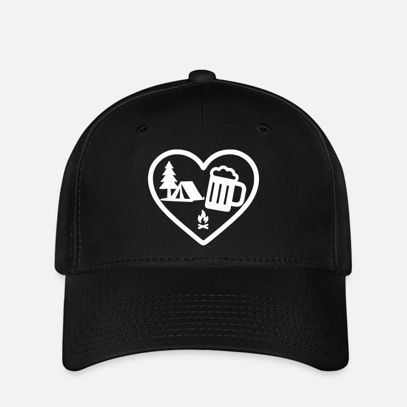 Heart Camping Bier - Flexfit Cap - Schwarz