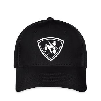 Emblem mit traditionellem Zunftzeichen Elektriker - Flexfit Cap - Schwarz - Vorne