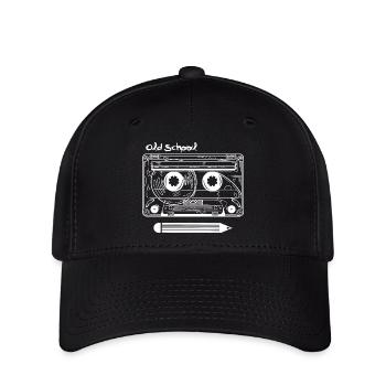 Retro Kassette und Stift - Flexfit Cap - Schwarz - Vorne