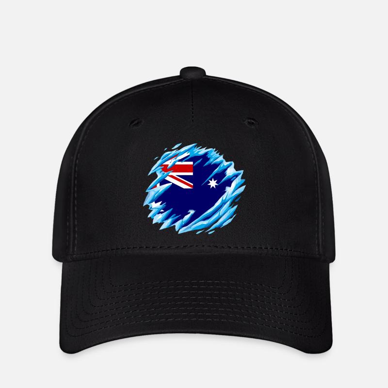 Australia Flag Down Under Australian Flag - Flexfit Cap - black