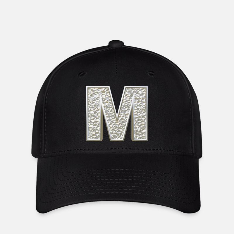 M, lettre, lettre M, initiale, initiale M, monogramme, - Casquette Flexfit - noir