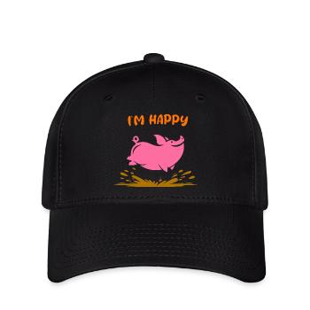 Smiling Pig - Flexfit Cap - black - Front